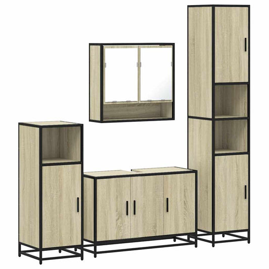4 Piece Bathroom Furniture Set Sonoma Oak Engineered Wood 4 Piece Bathroom Furniture Set Sonoma Oak Engineered Wood