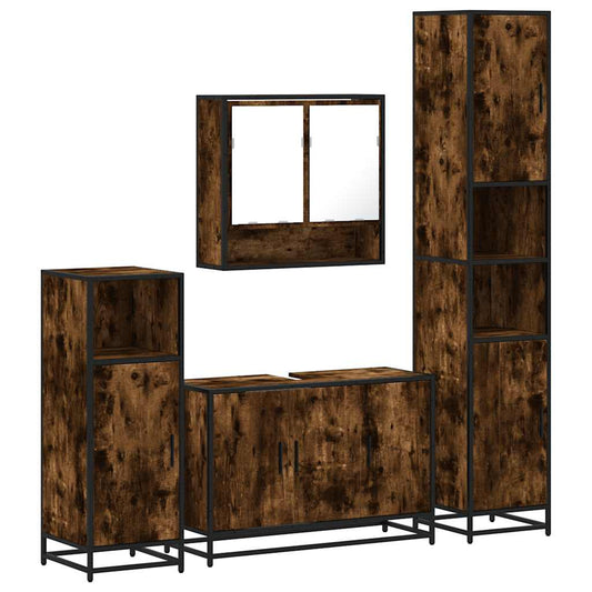 4 Piece Bathroom Furniture Set Smoked Oak Engineered Wood 4 Piece Bathroom Furniture Set Smoked Oak Engineered Wood