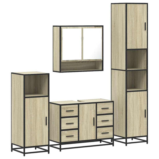 4 Piece Bathroom Furniture Set Sonoma Oak Engineered Wood 4 Piece Bathroom Furniture Set Sonoma Oak Engineered Wood