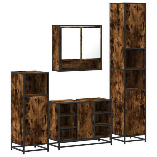 4 Piece Bathroom Furniture Set Smoked Oak Engineered Wood 4 Piece Bathroom Furniture Set Smoked Oak Engineered Wood