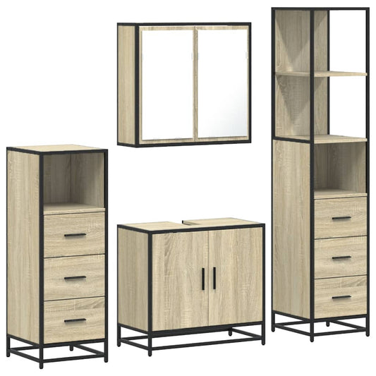 4 Piece Bathroom Furniture Set Sonoma Oak Engineered Wood 4 Piece Bathroom Furniture Set Sonoma Oak Engineered Wood