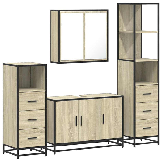 4 Piece Bathroom Furniture Set Sonoma Oak Engineered Wood 4 Piece Bathroom Furniture Set Sonoma Oak Engineered Wood