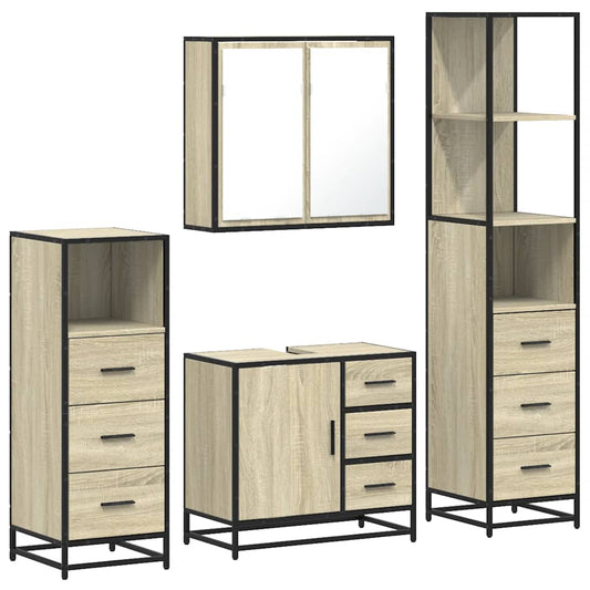 4 Piece Bathroom Furniture Set Sonoma Oak Engineered Wood 4 Piece Bathroom Furniture Set Sonoma Oak Engineered Wood