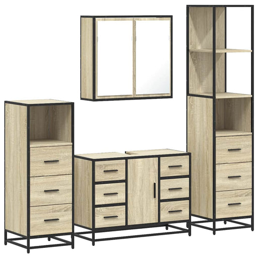 4 Piece Bathroom Furniture Set Sonoma Oak Engineered Wood 4 Piece Bathroom Furniture Set Sonoma Oak Engineered Wood