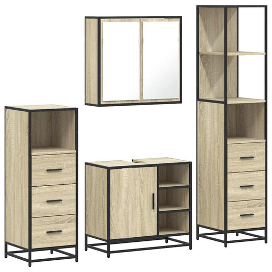 4 Piece Bathroom Furniture Set Sonoma Oak Engineered Wood 4 Piece Bathroom Furniture Set Sonoma Oak Engineered Wood
