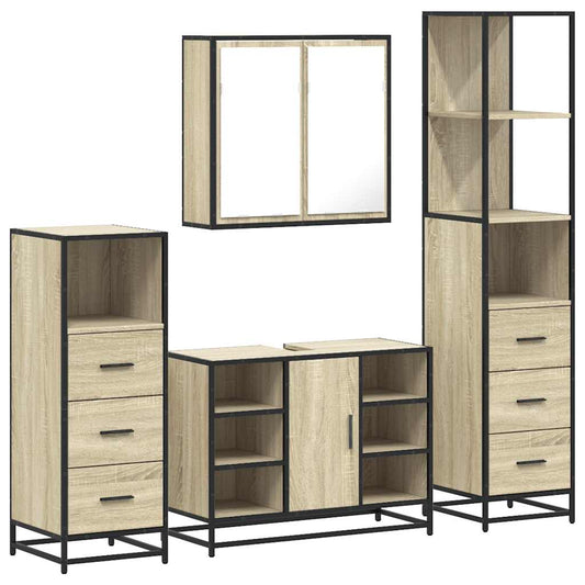 4 Piece Bathroom Furniture Set Sonoma Oak Engineered Wood 4 Piece Bathroom Furniture Set Sonoma Oak Engineered Wood