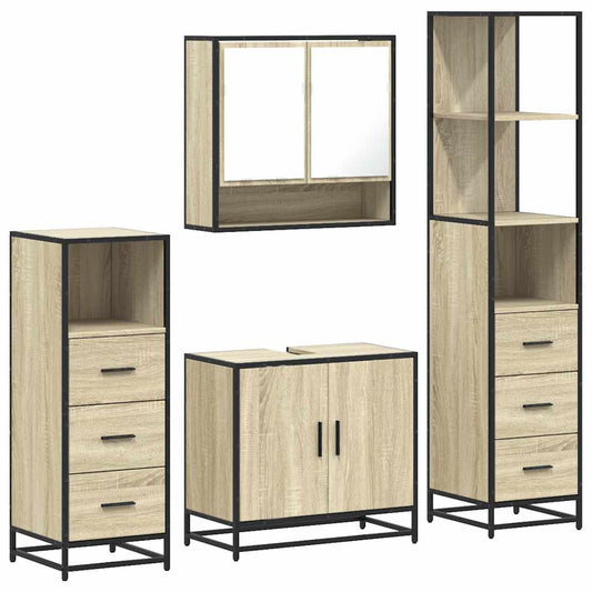 4 Piece Bathroom Furniture Set Sonoma Oak Engineered Wood 4 Piece Bathroom Furniture Set Sonoma Oak Engineered Wood