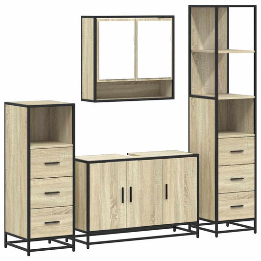 4 Piece Bathroom Furniture Set Sonoma Oak Engineered Wood 4 Piece Bathroom Furniture Set Sonoma Oak Engineered Wood