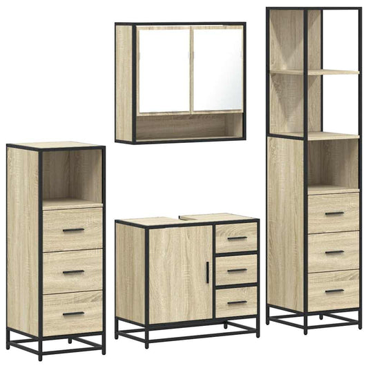 4 Piece Bathroom Furniture Set Sonoma Oak Engineered Wood 4 Piece Bathroom Furniture Set Sonoma Oak Engineered Wood