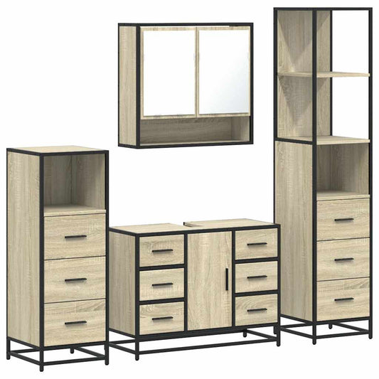 4 Piece Bathroom Furniture Set Sonoma Oak Engineered Wood 4 Piece Bathroom Furniture Set Sonoma Oak Engineered Wood
