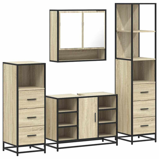 4 Piece Bathroom Furniture Set Sonoma Oak Engineered Wood 4 Piece Bathroom Furniture Set Sonoma Oak Engineered Wood