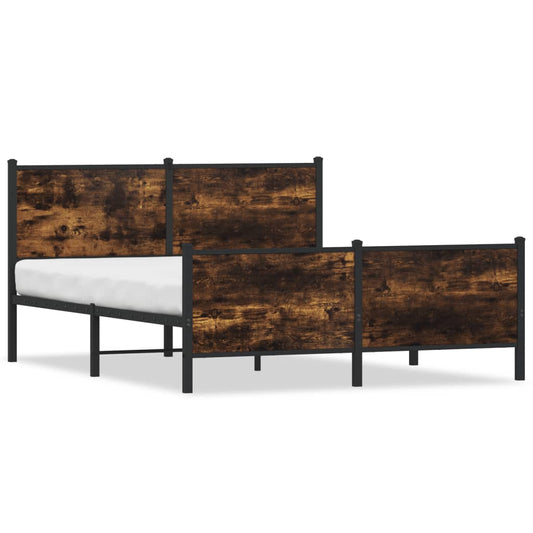 Metal Bed Frame without Mattress Smoked Oak 150x200 cm King Size Metal Bed Frame without Mattress Smoked Oak 150x200 cm King Size