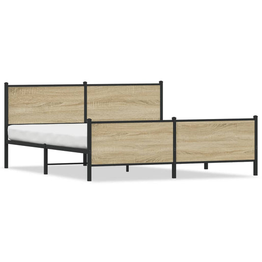 Metal Bed Frame without Mattress Sonoma Oak 200x200 cm Metal Bed Frame without Mattress Sonoma Oak 200x200 cm