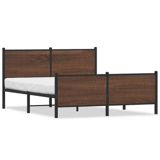 Metal Bed Frame without Mattress Brown Oak 160x200 cm Metal Bed Frame without Mattress Brown Oak 160x200 cm