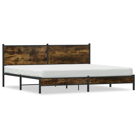 Metal Bed Frame without Mattress Smoked Oak 193x203 cm Metal Bed Frame without Mattress Smoked Oak 193x203 cm
