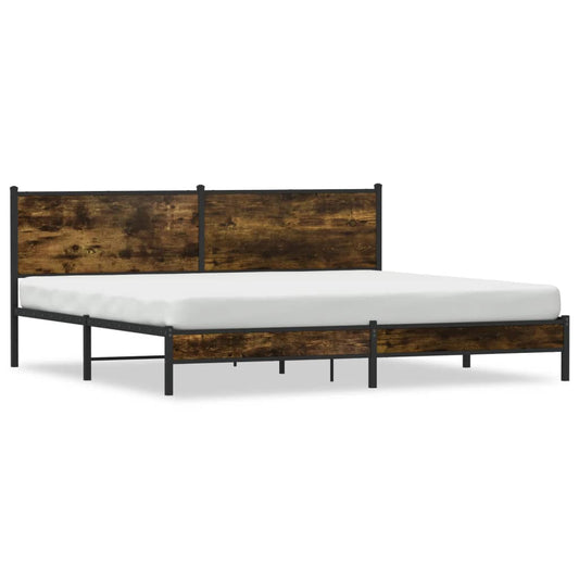 Metal Bed Frame without Mattress Smoked Oak 200x200 cm Metal Bed Frame without Mattress Smoked Oak 200x200 cm
