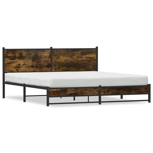 Metal Bed Frame without Mattress Smoked Oak 183x213 cm Metal Bed Frame without Mattress Smoked Oak 183x213 cm