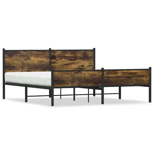 Metal Bed Frame without Mattress Smoked Oak 183x213 cm Metal Bed Frame without Mattress Smoked Oak 183x213 cm