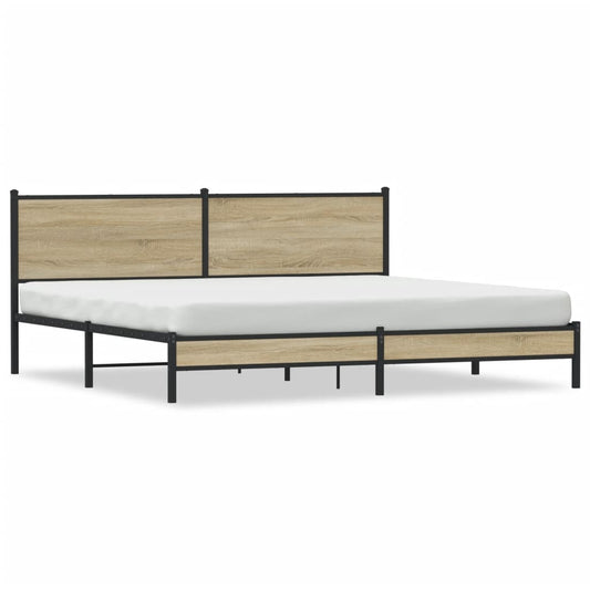 Metal Bed Frame without Mattress Sonoma Oak 200x200 cm Metal Bed Frame without Mattress Sonoma Oak 200x200 cm