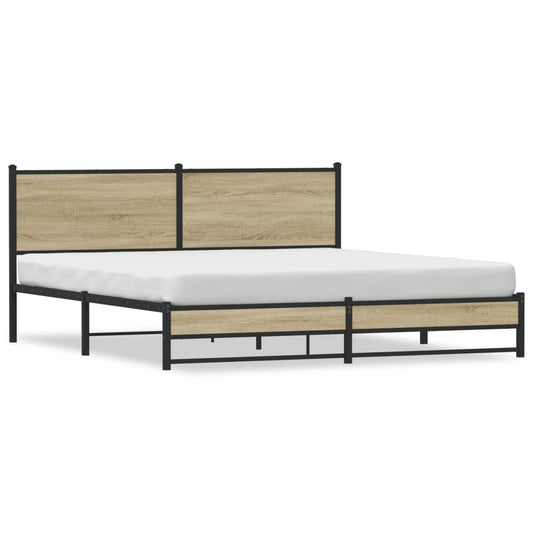 Metal Bed Frame without Mattress Sonoma Oak 180x200 cm Metal Bed Frame without Mattress Sonoma Oak 180x200 cm