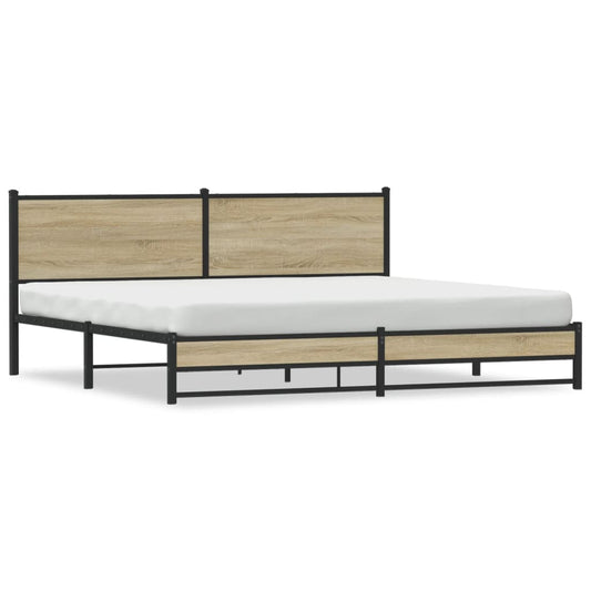 Metal Bed Frame without Mattress Sonoma Oak 200x200 cm Metal Bed Frame without Mattress Sonoma Oak 200x200 cm