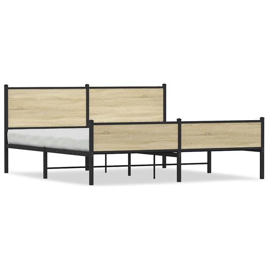 Metal Bed Frame without Mattress Sonoma Oak 160x200 cm Metal Bed Frame without Mattress Sonoma Oak 160x200 cm