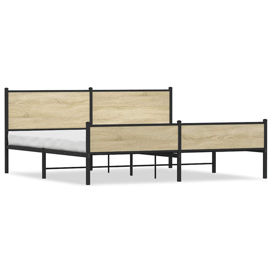 Metal Bed Frame without Mattress Sonoma Oak 200x200 cm Metal Bed Frame without Mattress Sonoma Oak 200x200 cm