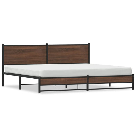 Metal Bed Frame without Mattress Brown Oak 193x203 cm Metal Bed Frame without Mattress Brown Oak 193x203 cm