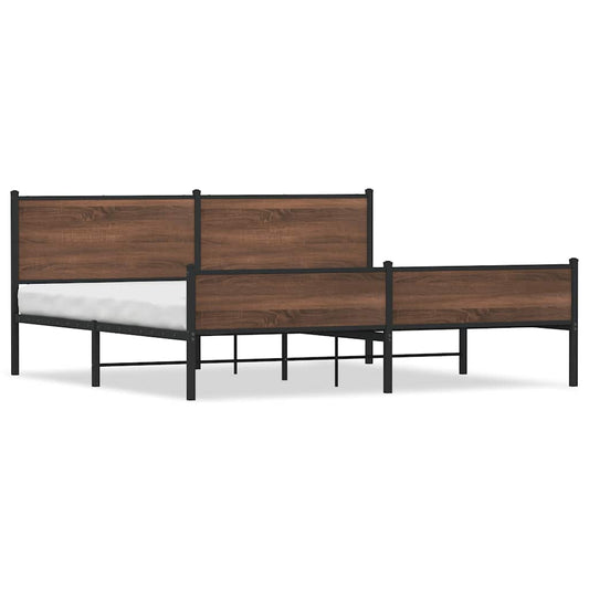 Metal Bed Frame without Mattress Brown Oak 200x200 cm Metal Bed Frame without Mattress Brown Oak 200x200 cm