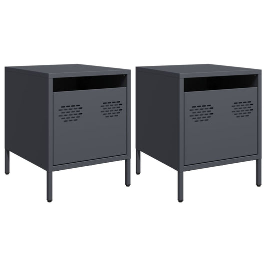 Bedside Cabinets 2 pcs Anthracite 35x39x43,5 cm Steel Bedside Cabinets 2 pcs Anthracite 35x39x43,5 cm Steel