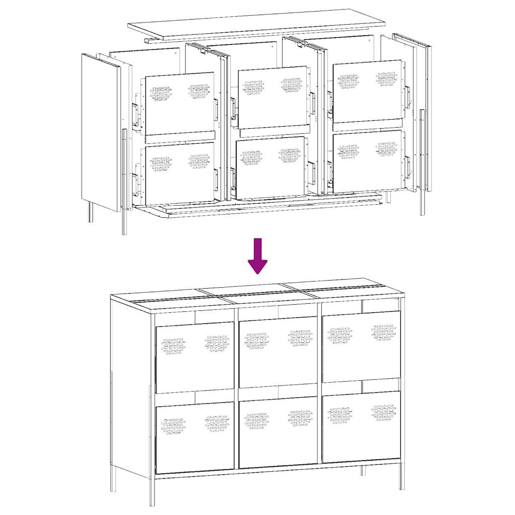 Sideboard White 101,5x39x73,5 cm Cold-rolled Steel