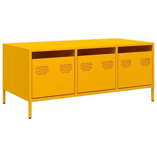 Coffee Table Mustard Yellow 101,5x50x43,5 cm Cold-rolled Steel Coffee Table Mustard Yellow 101,5x50x43,5 cm Cold-rolled Steel