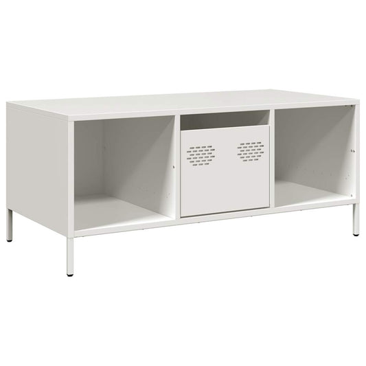 Coffee Table White 101.5x50x43.5 cm Cold-rolled Steel Coffee Table White 101.5x50x43.5 cm Cold-rolled Steel