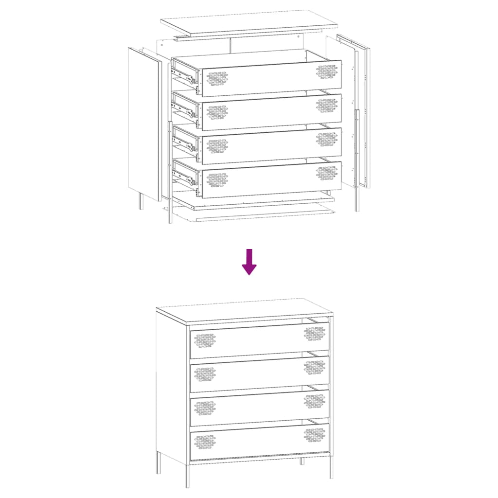 Sideboard Pink 68x39x73,5 cm Cold-rolled Steel
