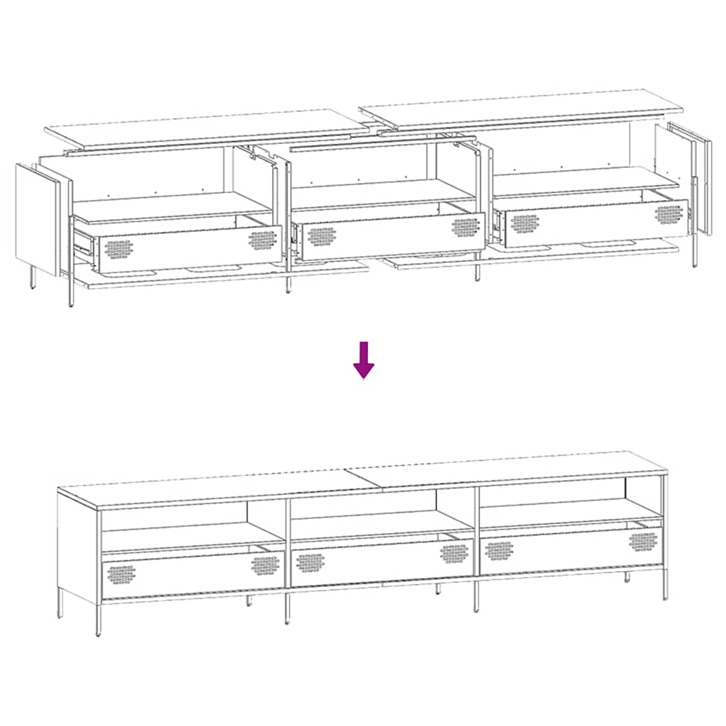 TV Cabinet Pink 202x39x43,5 cm Cold-rolled Steel
