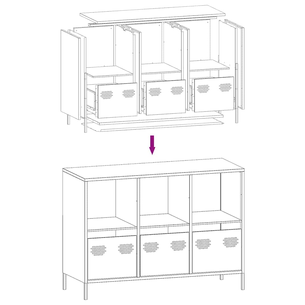Sideboard Black 101,5x39x73,5 cm Cold-rolled Steel