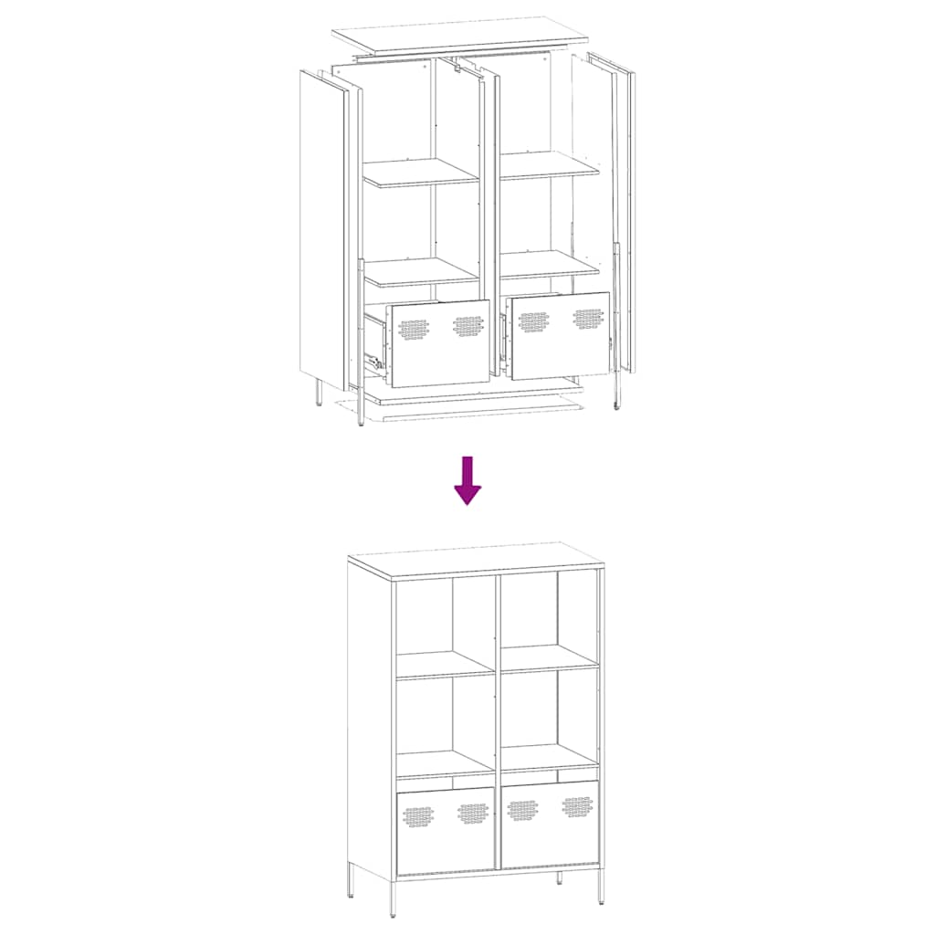 Highboard Black 68x39x103,5 cm Steel