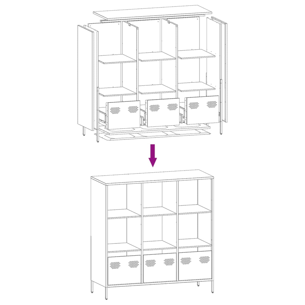 Highboard Black 101.5x39x103.5 cm Steel
