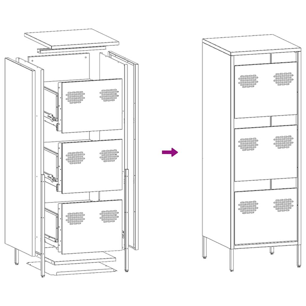 Highboard Pink 39x35x103.5 cm Steel