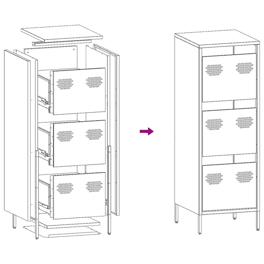 Highboard White 39x35x103,5 cm Steel