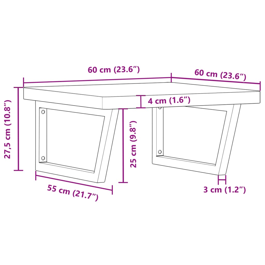 Basin Shelf Wall Mounted Steel and Solid Wood Beech