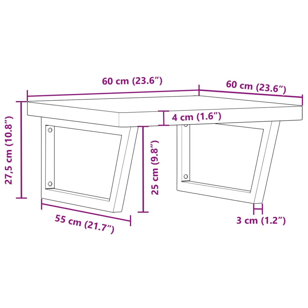Basin Shelf Wall Mounted Steel and Solid Wood Beech