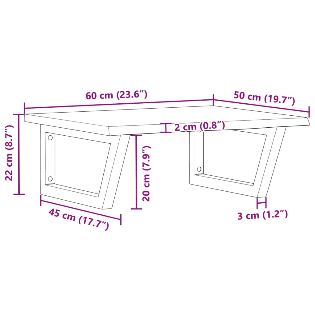 Basin Shelf Wall Mounted Steel and Solid Wood Oak