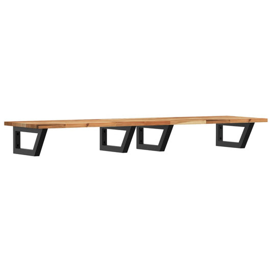 Basin Shelf Wall Mounted Steel and Solid Wood Acacia Basin Shelf Wall Mounted Steel and Solid Wood Acacia