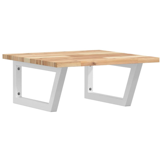 Basin Shelf Wall Mounted Steel and Solid Wood Acacia Basin Shelf Wall Mounted Steel and Solid Wood Acacia