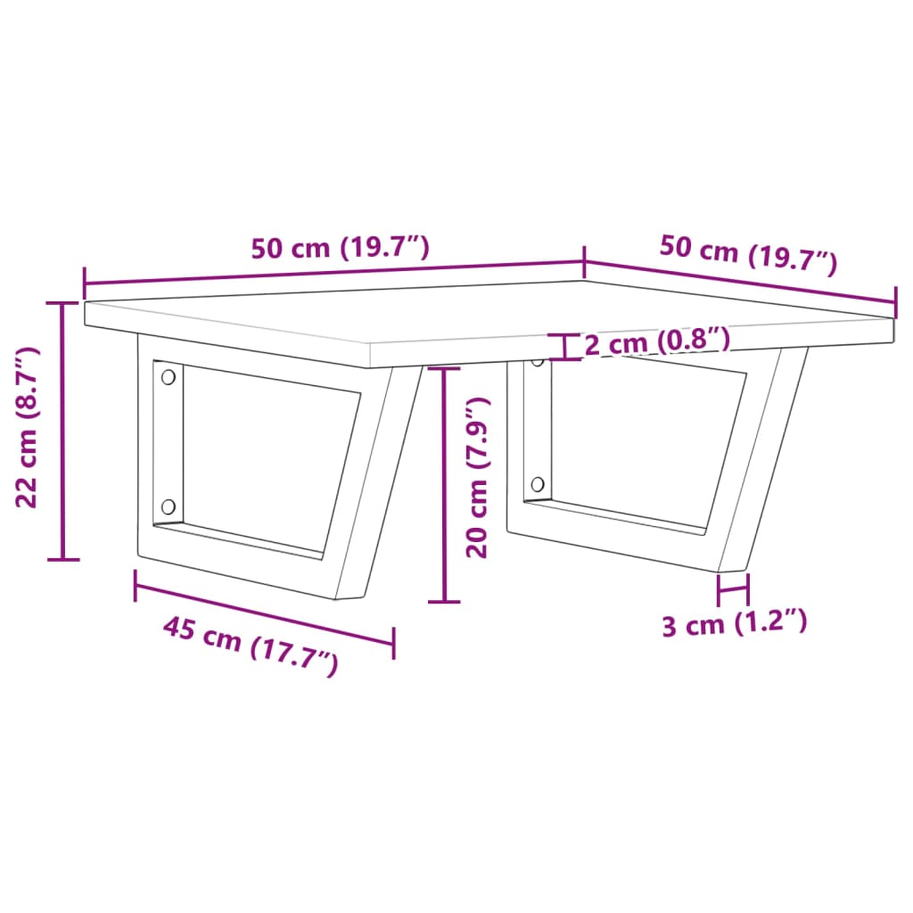 Basin Shelf Wall Mounted Steel and Solid Wood Acacia