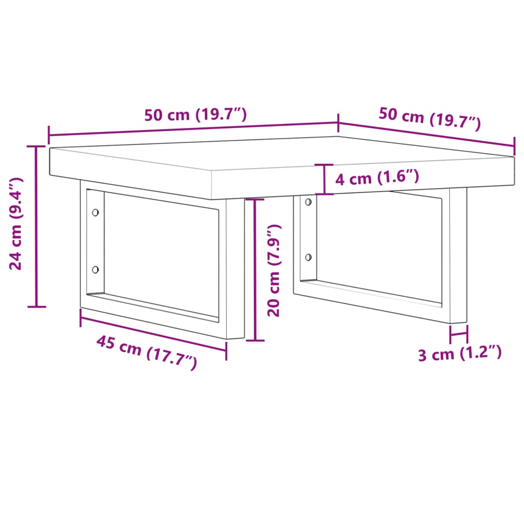 Basin Shelf Wall Mounted Steel and Solid Wood Acacia