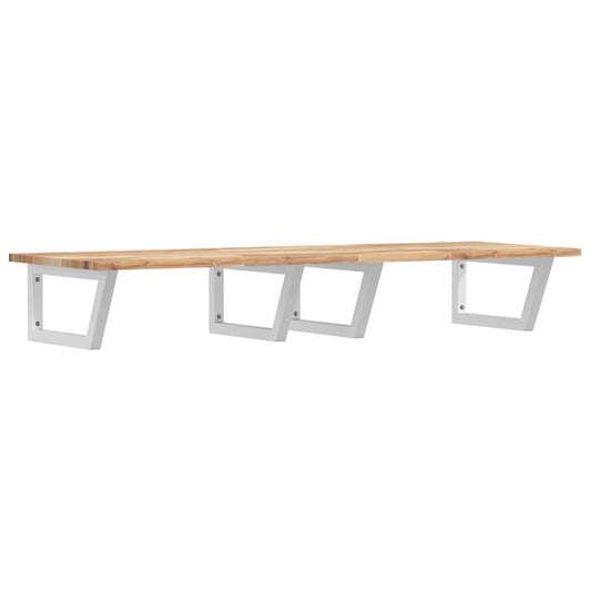 Basin Shelf Wall Mounted Steel and Solid Wood Acacia Basin Shelf Wall Mounted Steel and Solid Wood Acacia