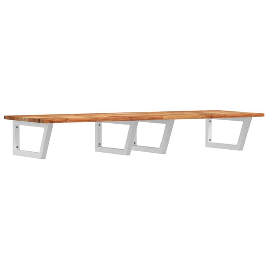 Basin Shelf Wall Mounted Steel and Solid Wood Acacia Basin Shelf Wall Mounted Steel and Solid Wood Acacia