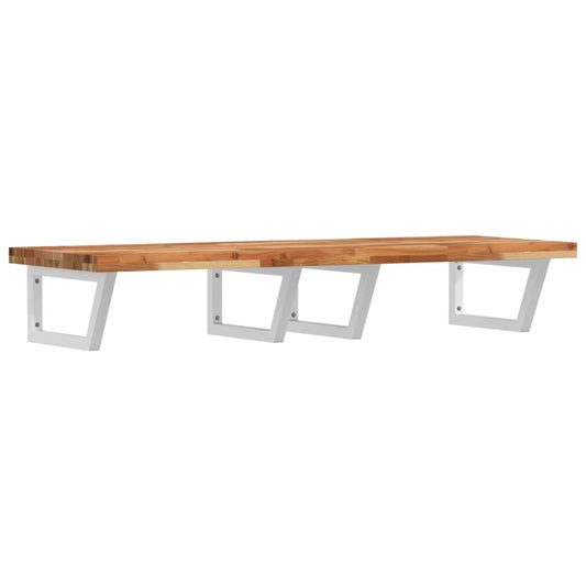 Basin Shelf Wall Mounted Steel and Solid Wood Acacia Basin Shelf Wall Mounted Steel and Solid Wood Acacia